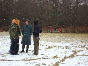 Teens in snow