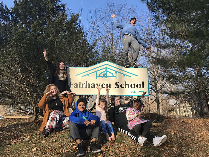 Kids with Fairhaven Sign