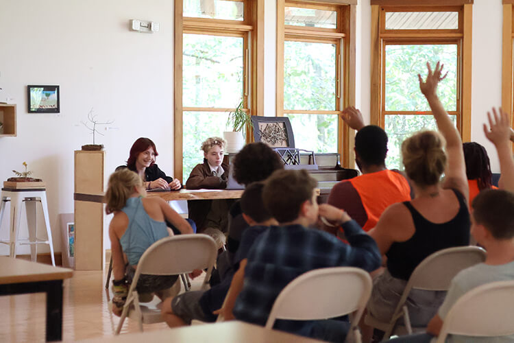 student voting during meeting